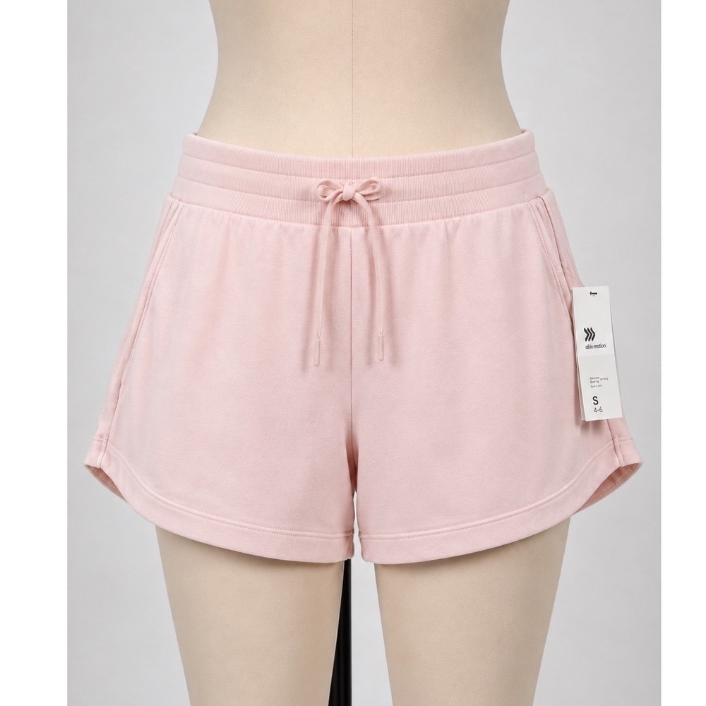 All in Motion Women Active Comfort Shorts Pink High Rise Fleece S 4-6 Athleisure - Picture 1 of 12